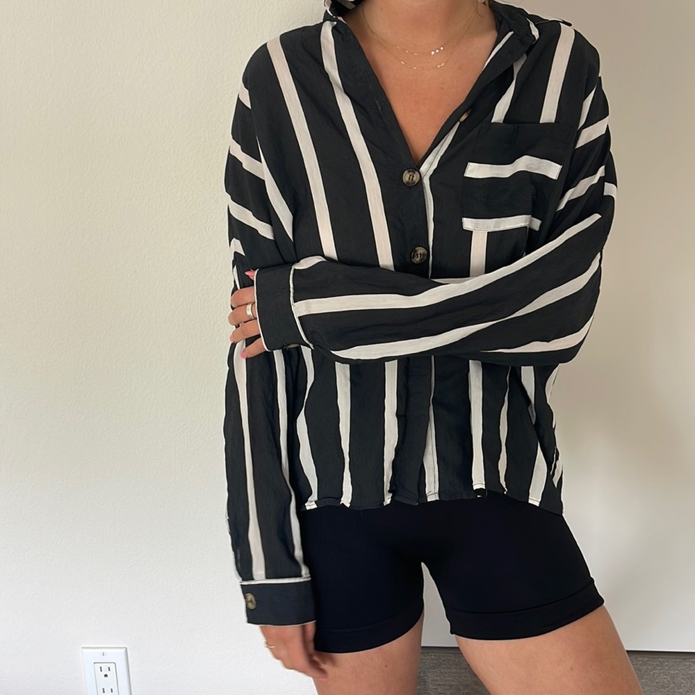 Striped long sleeve blouse